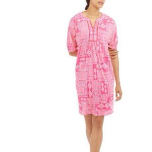 Caftan womens new size XL 95% polyester 5% spandex pink & white pullover CS